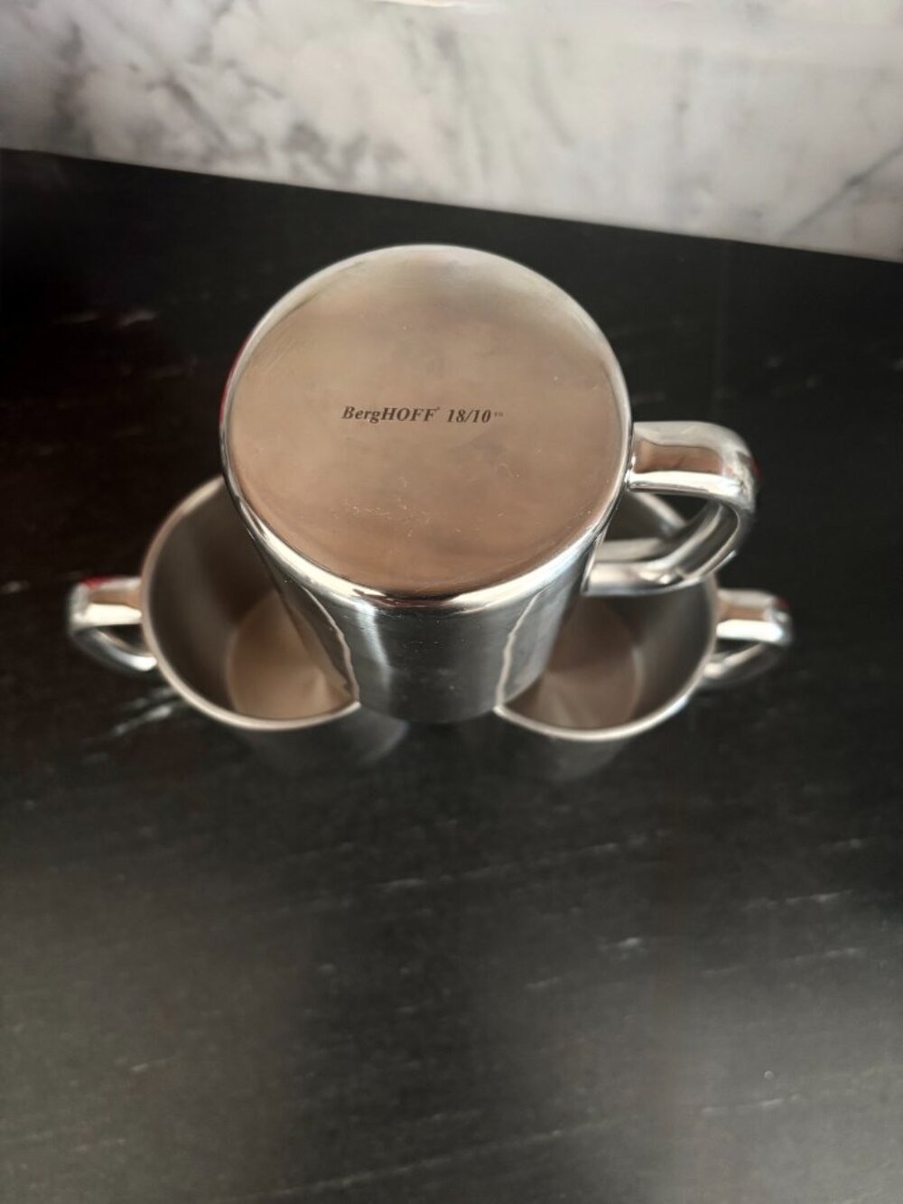 Berghoff 3pc Double Wall Stainless Steel Coffee Mug Set 12oz Insulated Trademrk